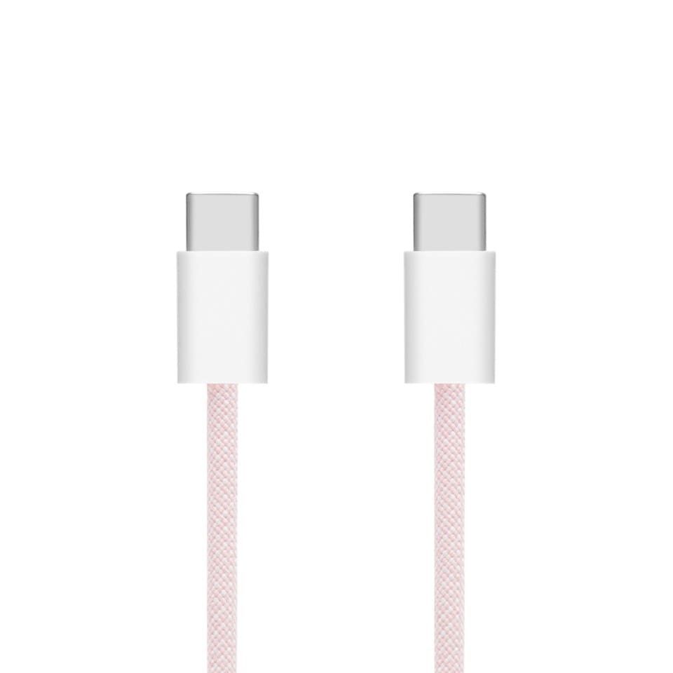 Linocell Flettet USB-C- til USB-C-kabel 60W Rosa 1 m
