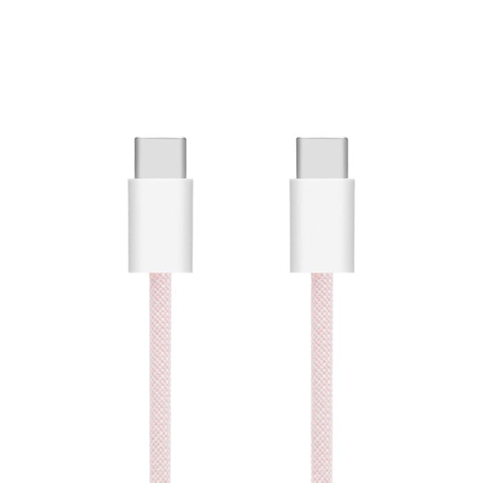 Linocell Flätad USB-C- till USB-C-kabel Rosa 2 m