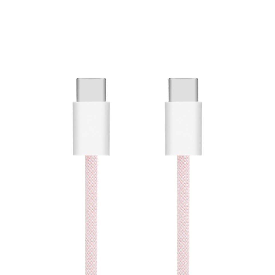 Linocell Flettet USB-C- til USB-C-kabel 60W Rosa 2 m