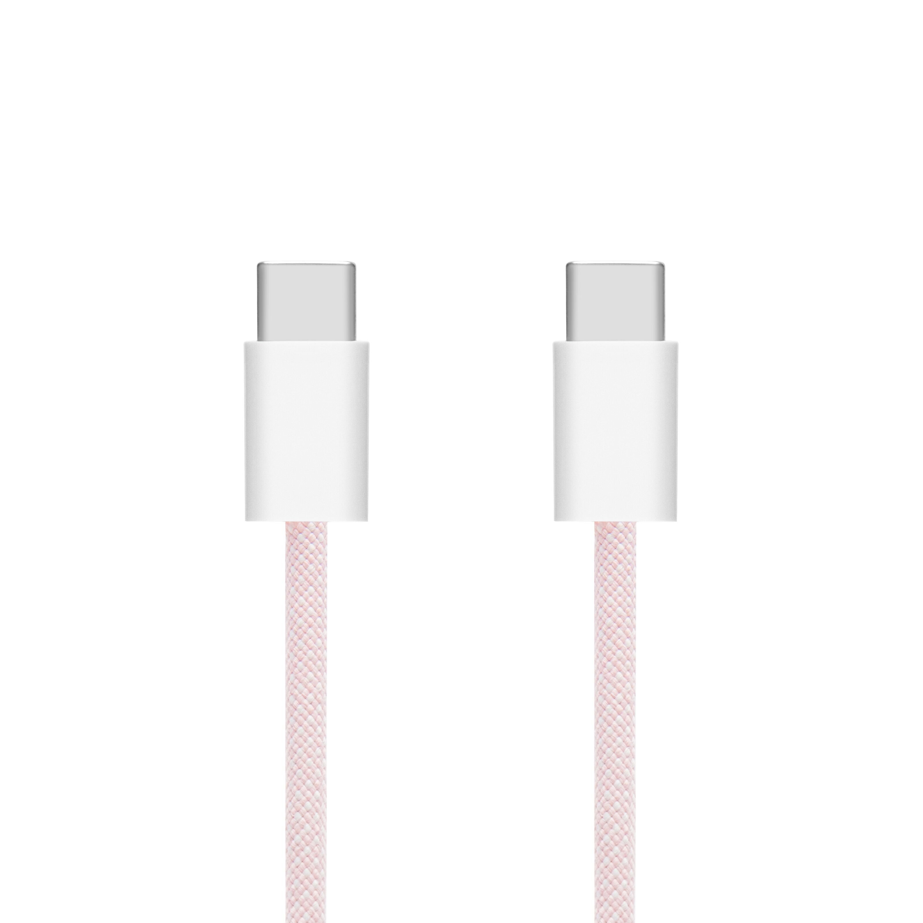 Linocell Flettet USB-C- til USB-C-kabel 60W Rosa 2 m
