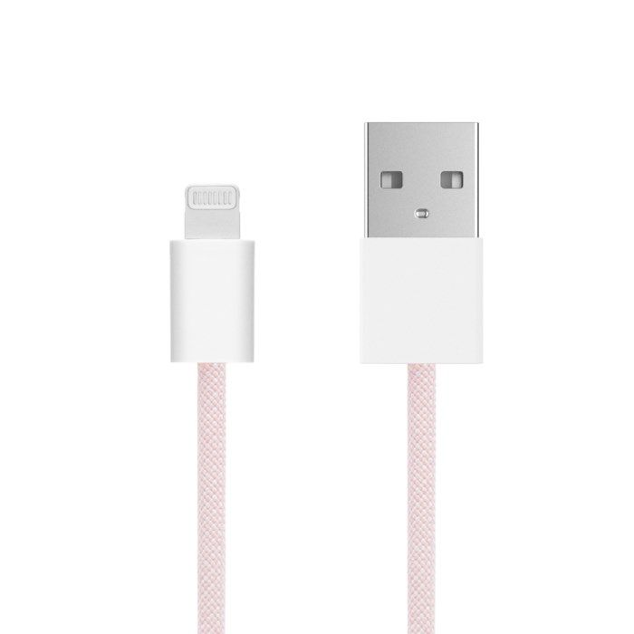Linocell Flätad USB-A- till Lightning-kabel Rosa 0