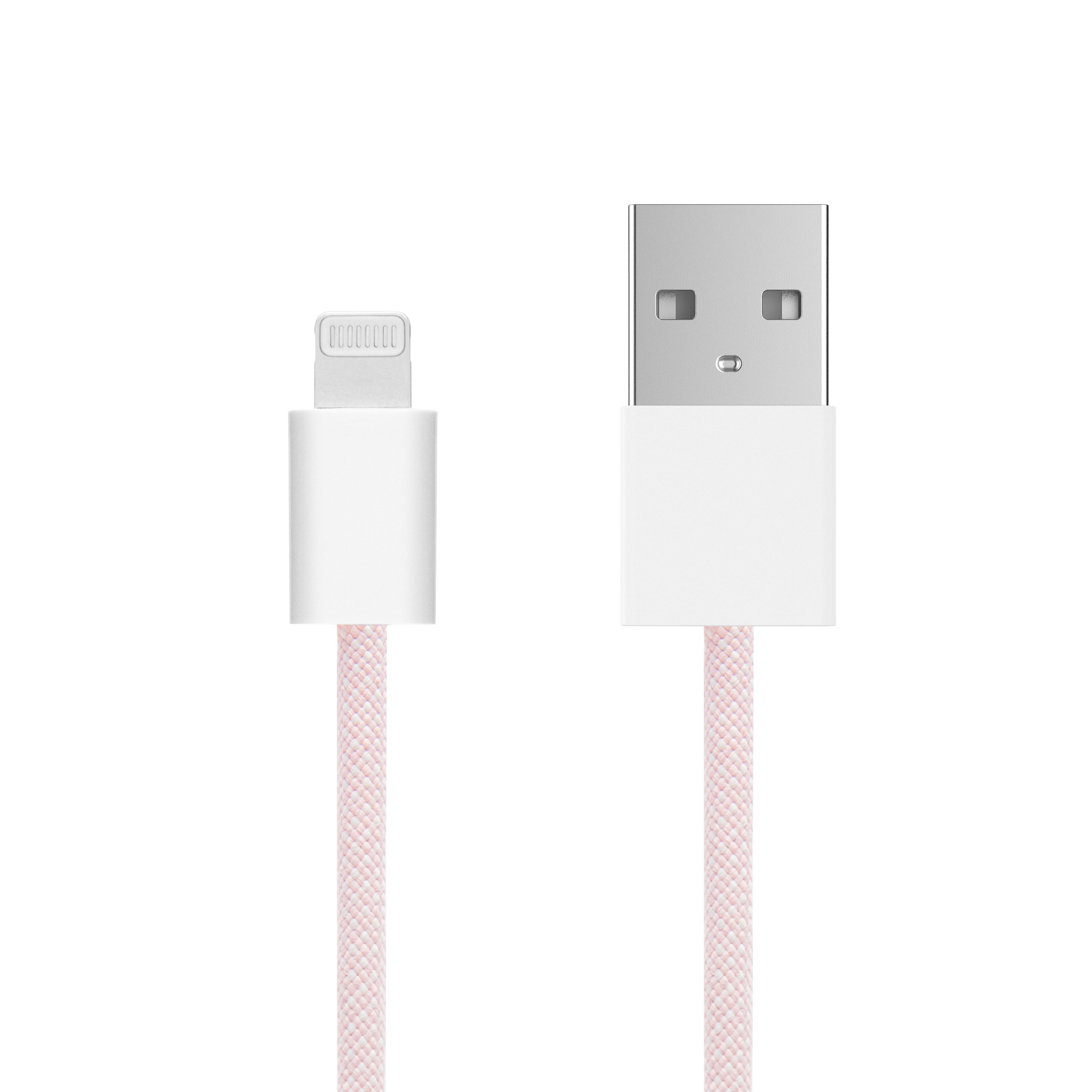 Linocell Flettet USB-A- til Lightning-kabel Rosa 1 m