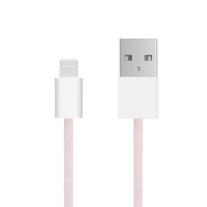 Linocell Flätad USB-A- till Lightning-kabel Rosa 1 m