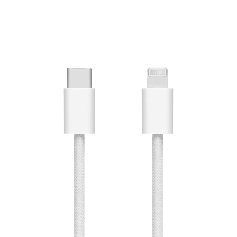 Linocell Flettet USB-C- til Lightning-kabel Hvit 0,5 m