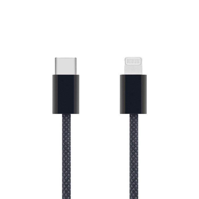 Linocell Flätad USB-C- till Lightning-kabel Svart 0,5 m