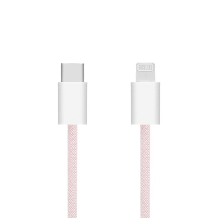 Linocell Flätad USB-C- till Lightning-kabel Rosa 1 m