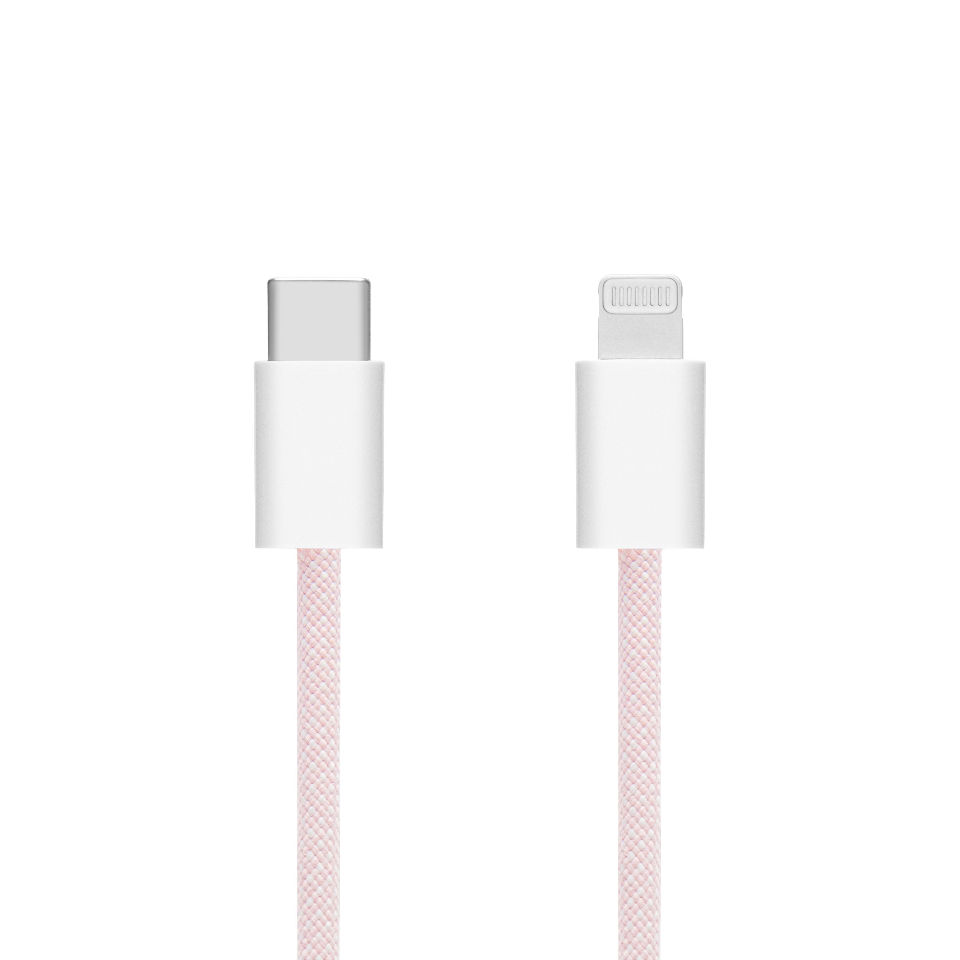 Linocell Flettet USB-C- til Lightning-kabel Rosa 1 m