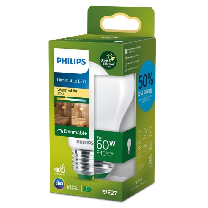 Philips Ultra Efficient E27 LED-lampa 840 lm