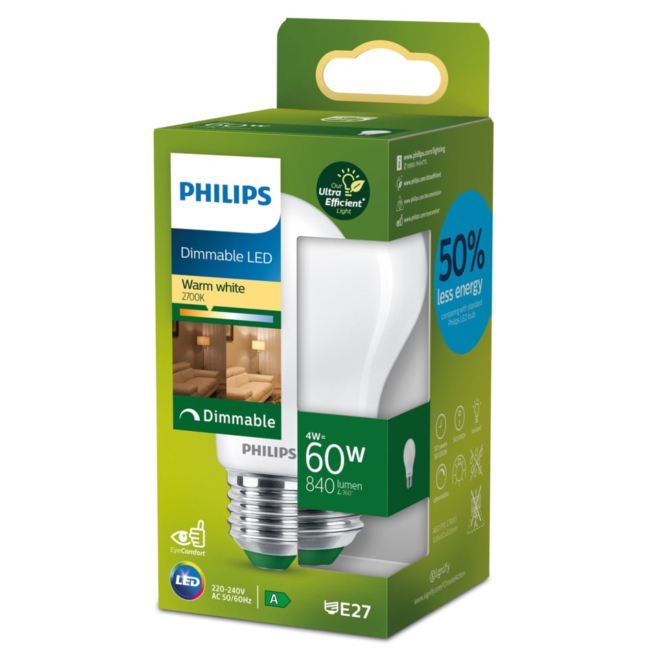 Philips Ultra Efficient E27 LED-lampa 840 lm