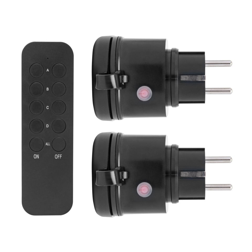 Cleverio Mini-fjernstrømbryter for utendørsbruk 3680W 2-pk