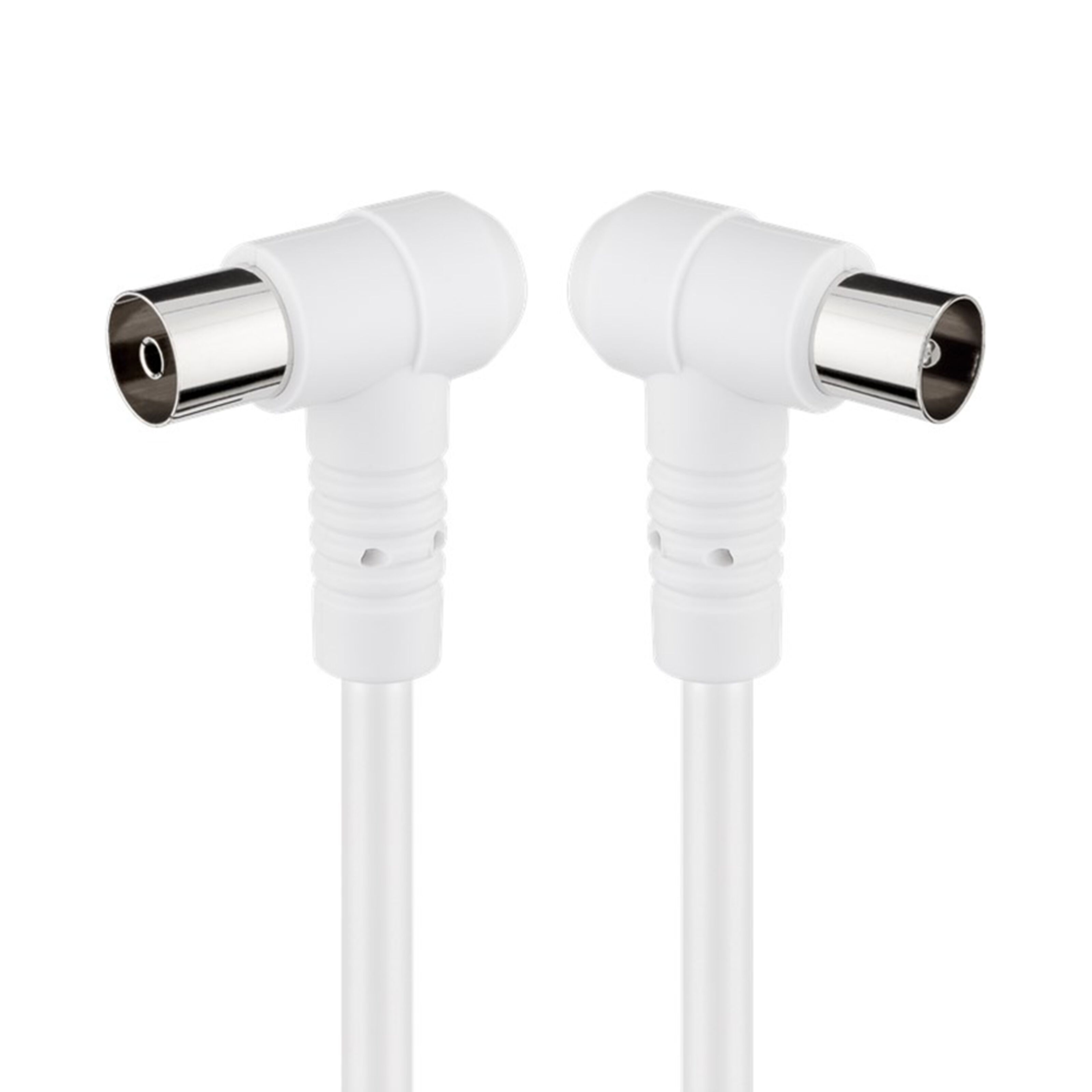 Antennekabel Hvit vinklet 2,5 m