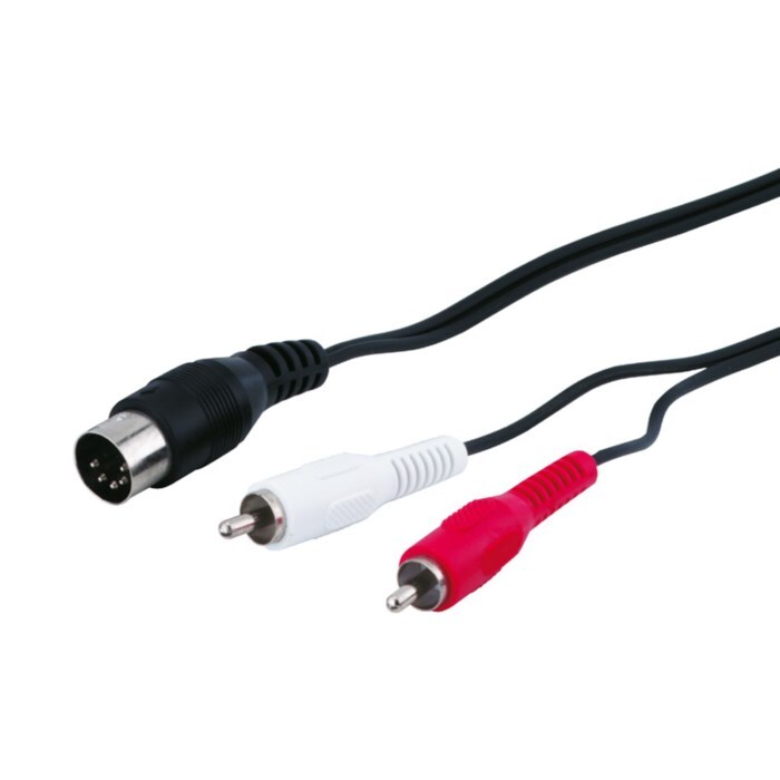 DIN-kabel 5-pol hane till 2x RCA hanar 1,5 m