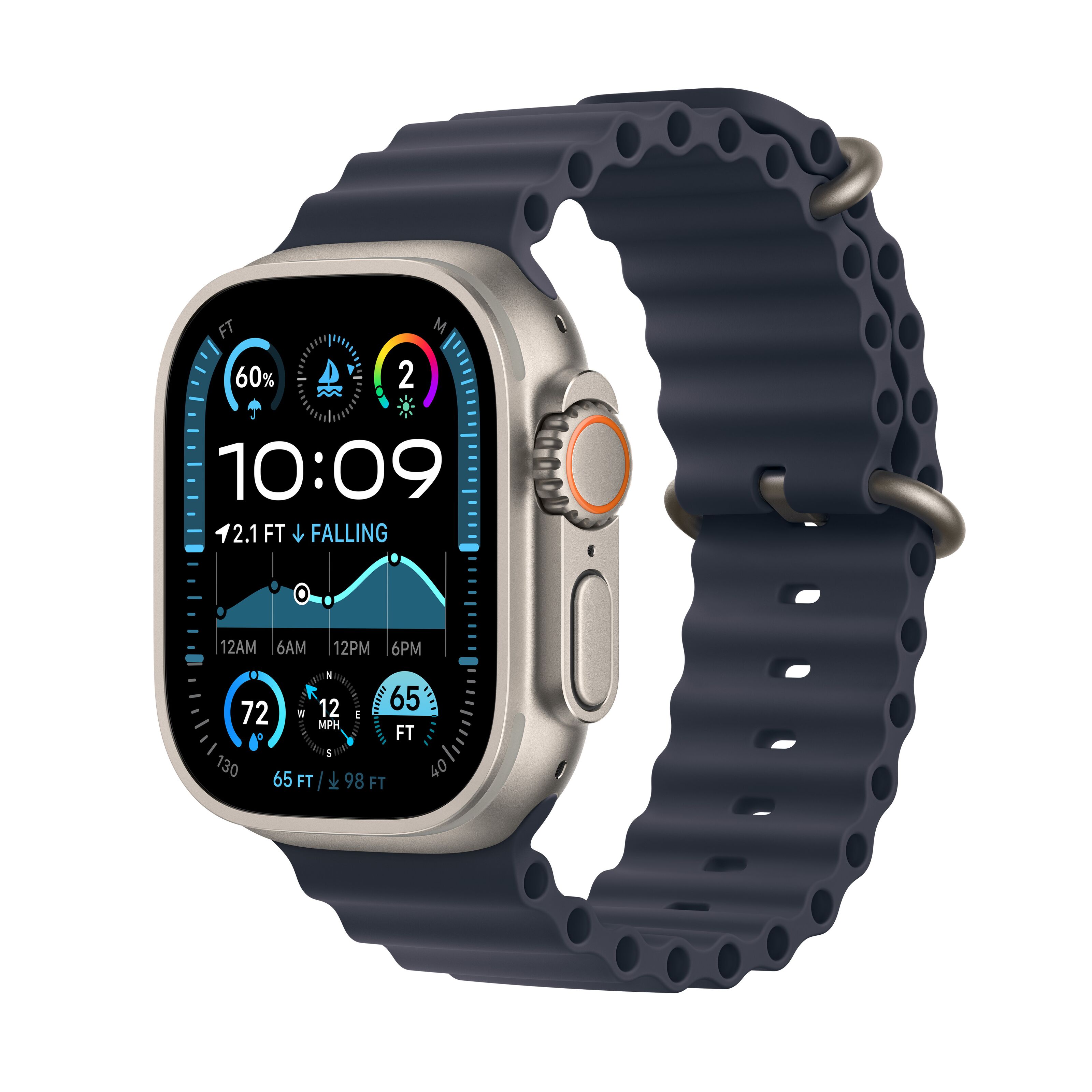 Apple Watch Ultra 2 GPS + Cellular Natural Titanium Case med Navy Ocean band