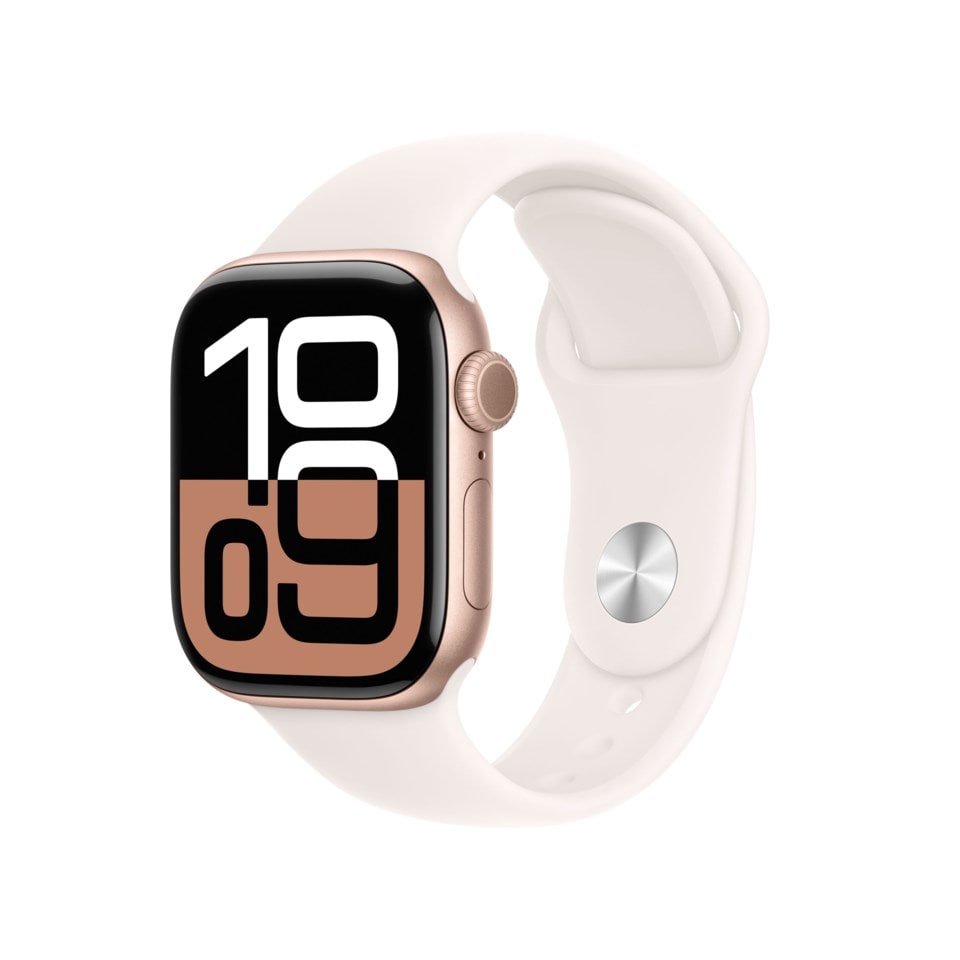 Apple Watch Series 10 GPS 42 mm Rose Gold Case med Light Blush Sport Band M/L