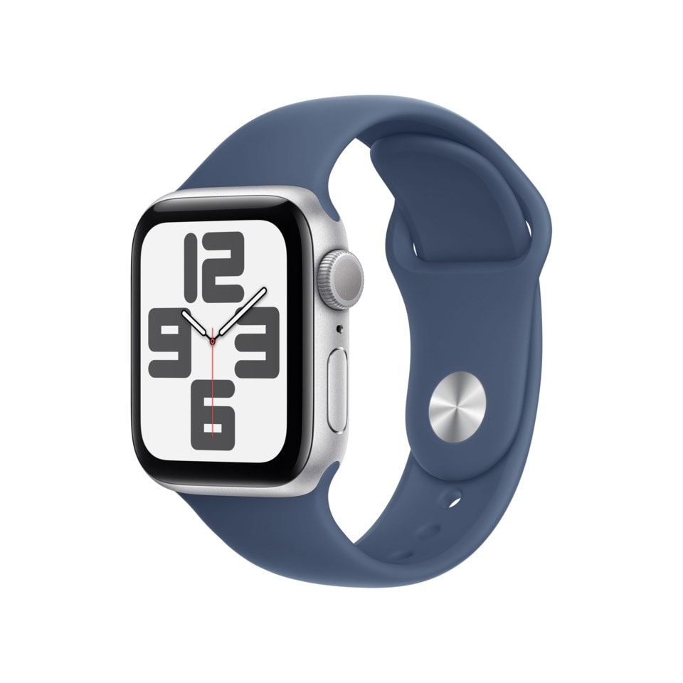 Apple Watch SE GPS 40 mm Silver Case med Denim Sport band S/M