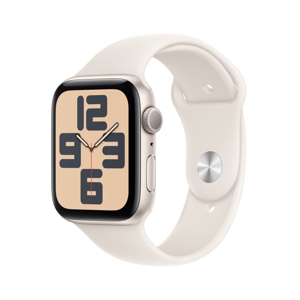 Apple Watch SE GPS 44 mm Starlight Case med Starlight Sport band S/M