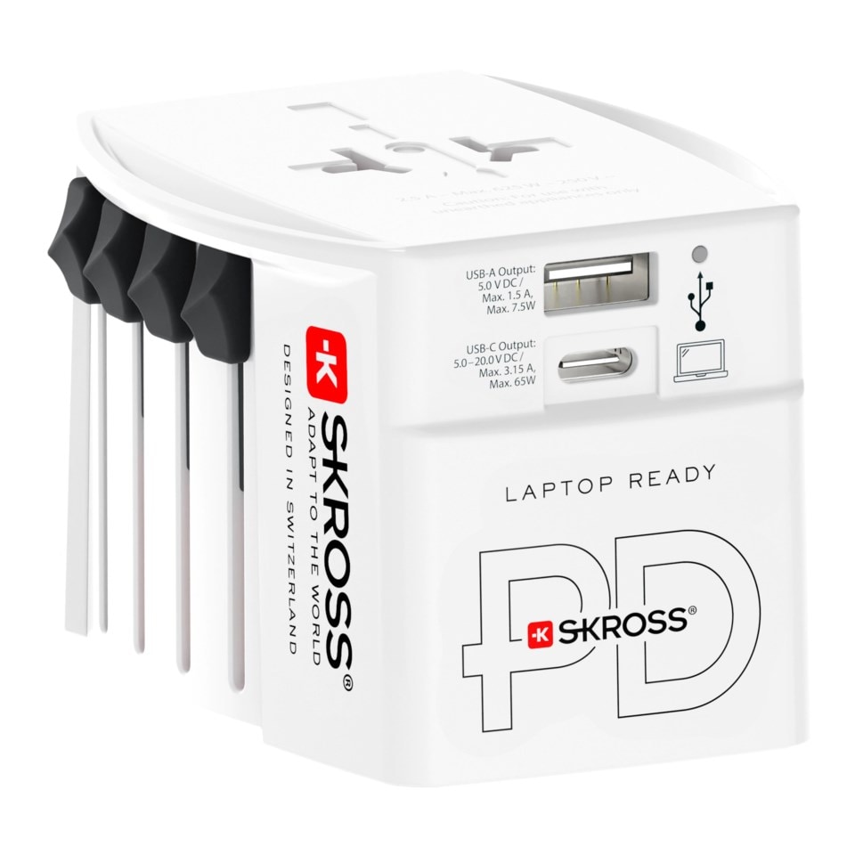 Skross Ojordad reseadapter Universal med USB PD 65W