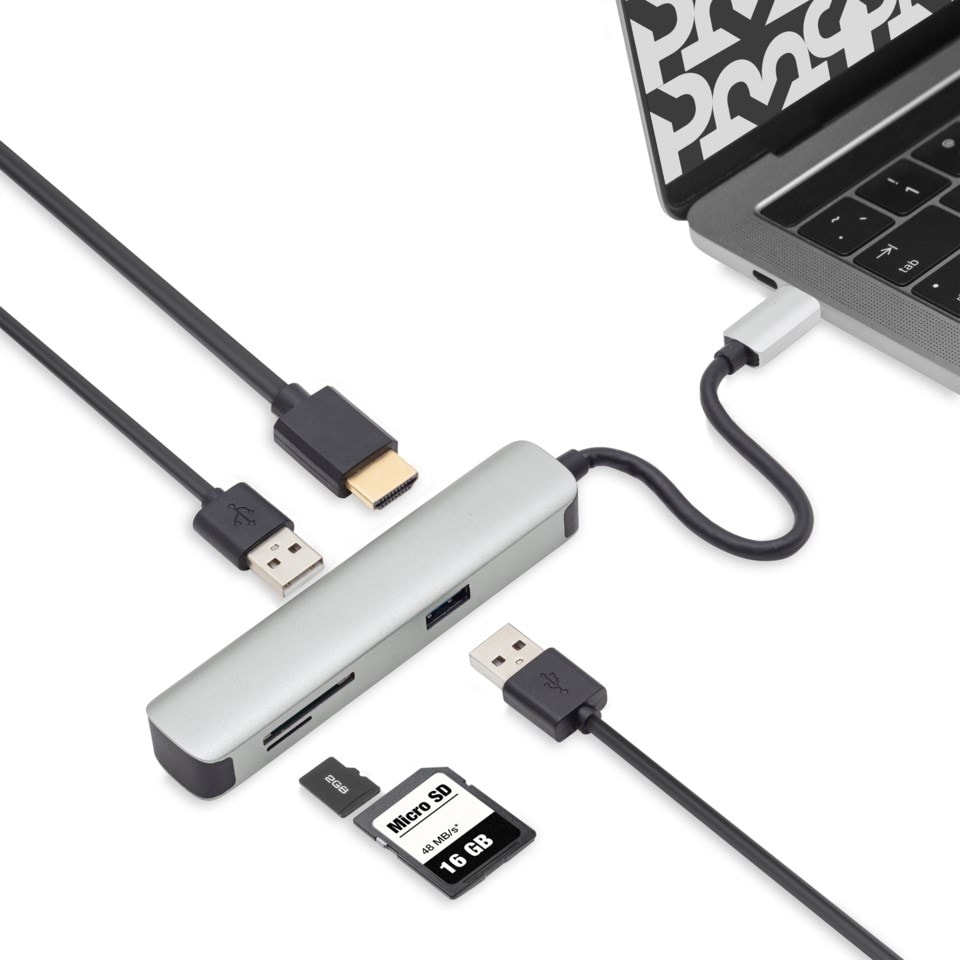 Plexgear 5-porters USB-C multiadapter CB1023