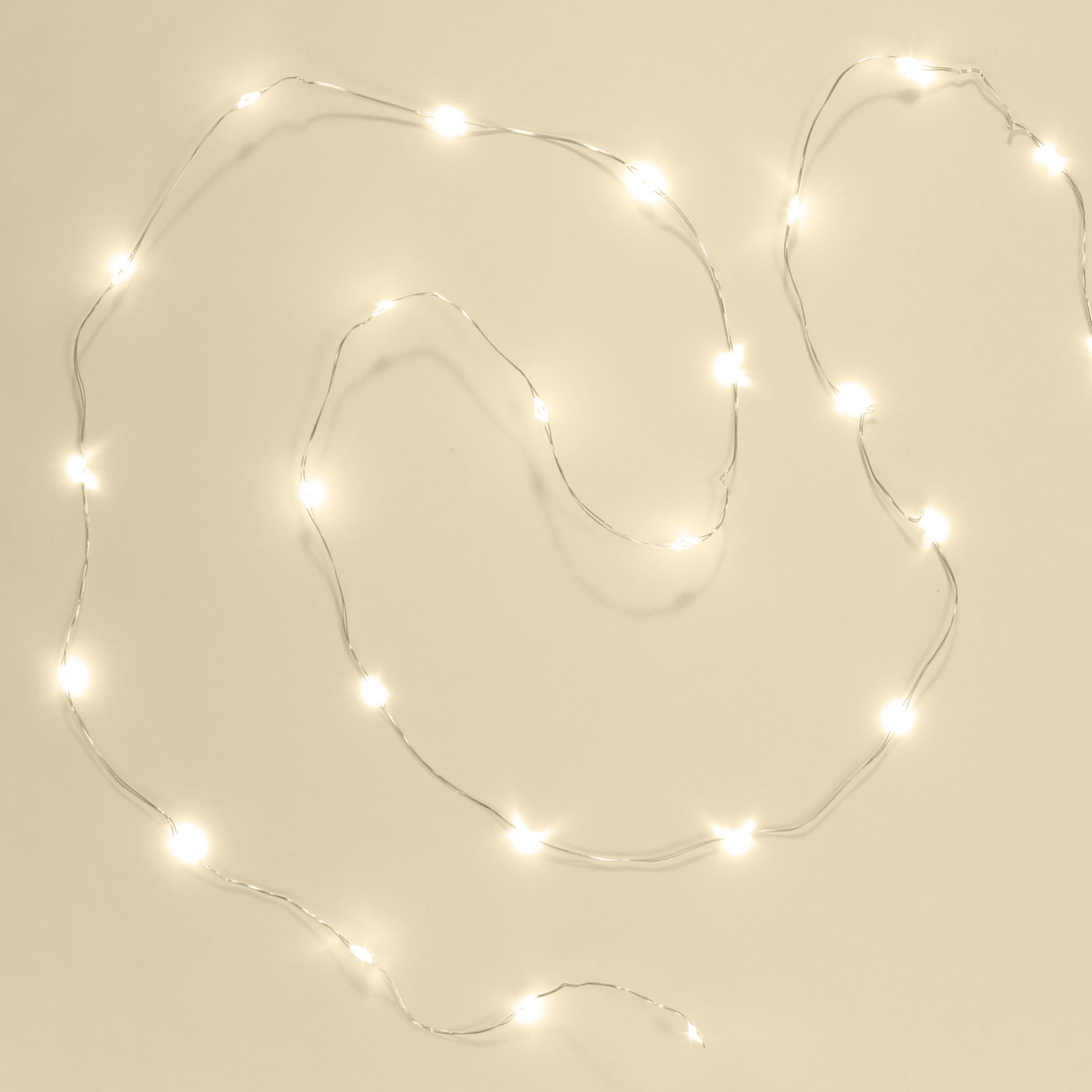 Lyslenke Micro 40 LED 1,95 m, batteridrevet (sølv)