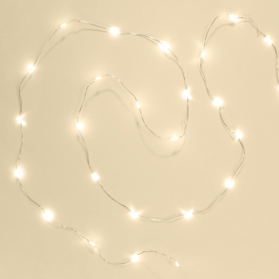 Ljusslinga Micro 40 LED 1,95 m, batteridriven (silver)