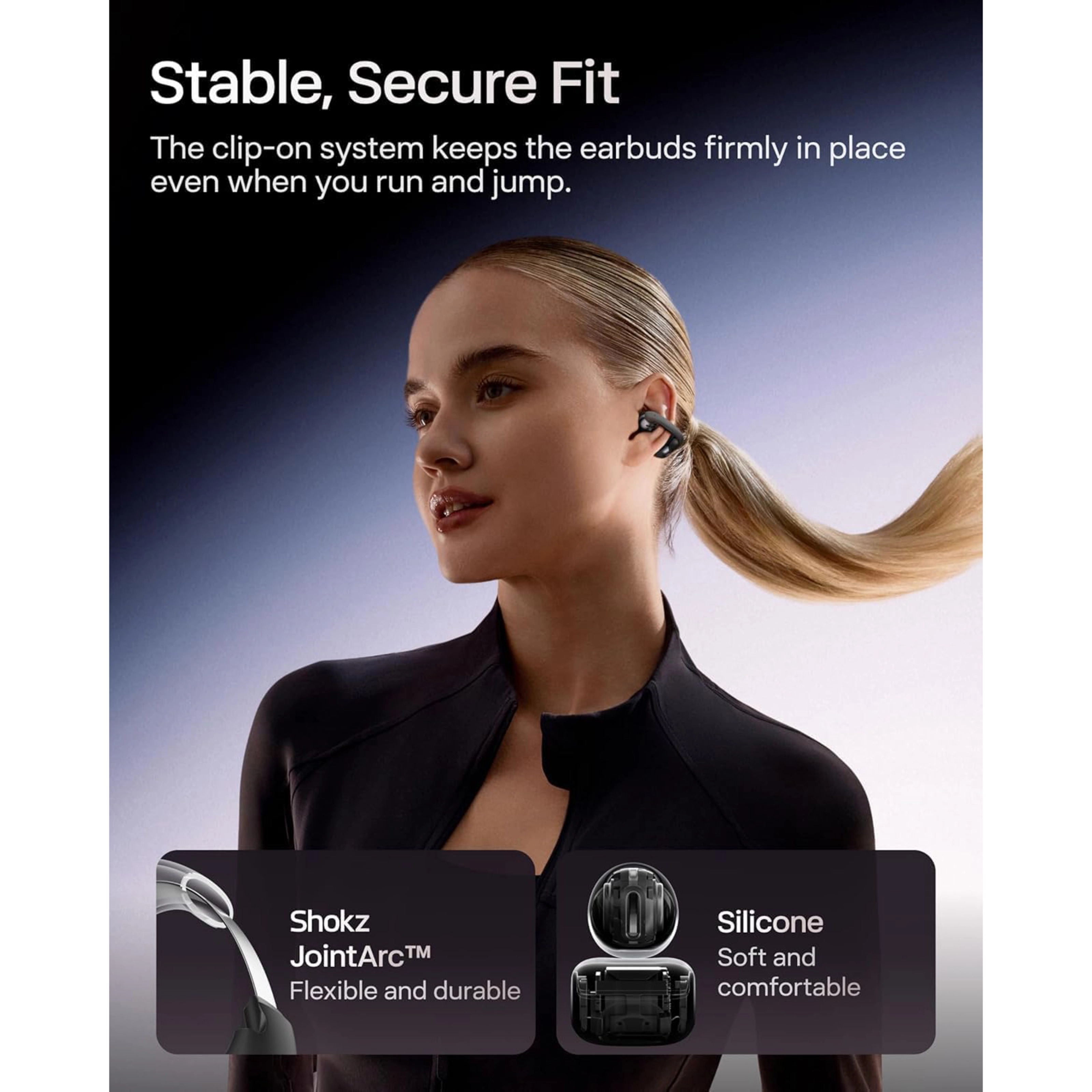 Shokz OpenDots One – trådløse åpne clip-on-hodetelefoner Svart