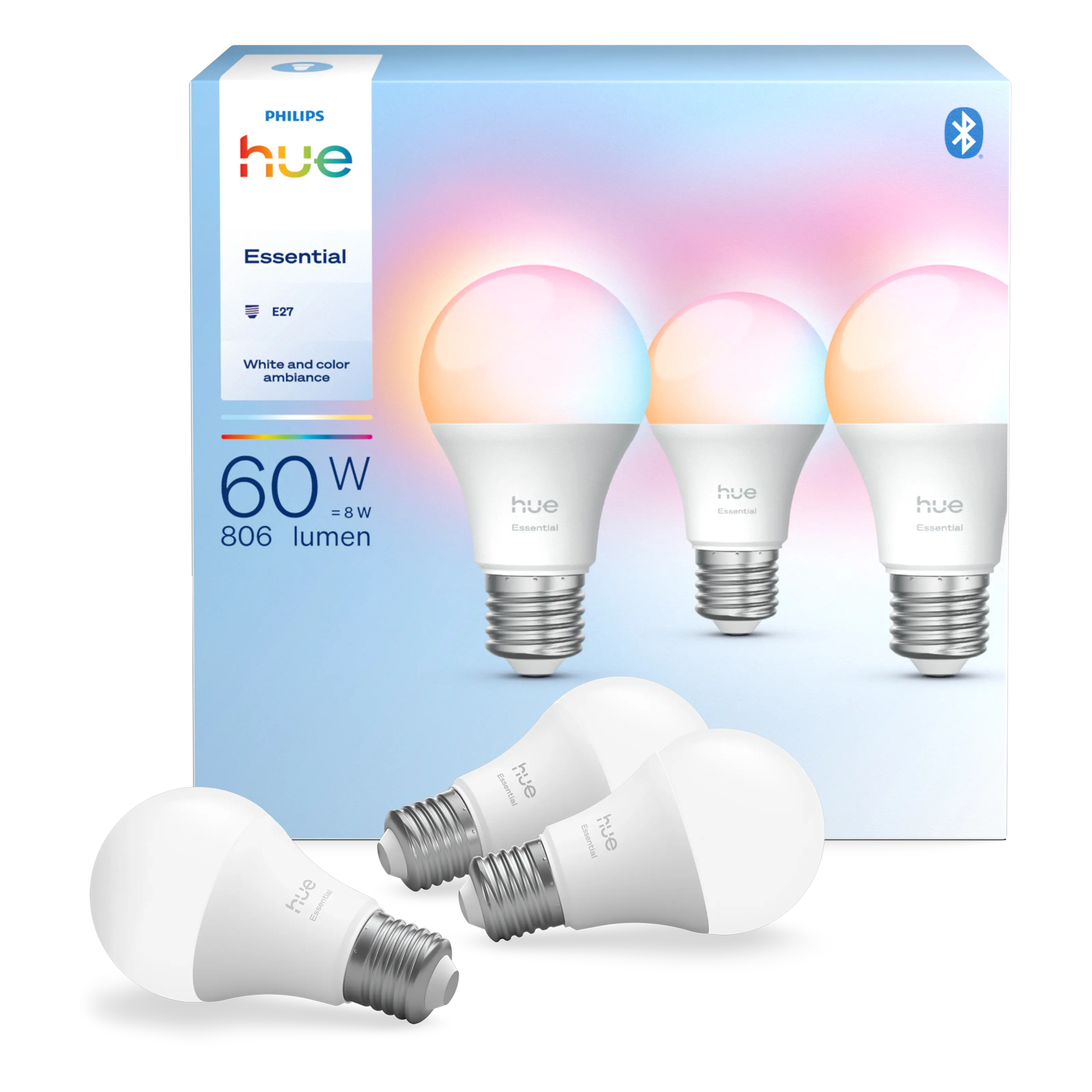 Philips Hue Essential Smart LED-lampa E27 806 lm 3-pack | Kjell
