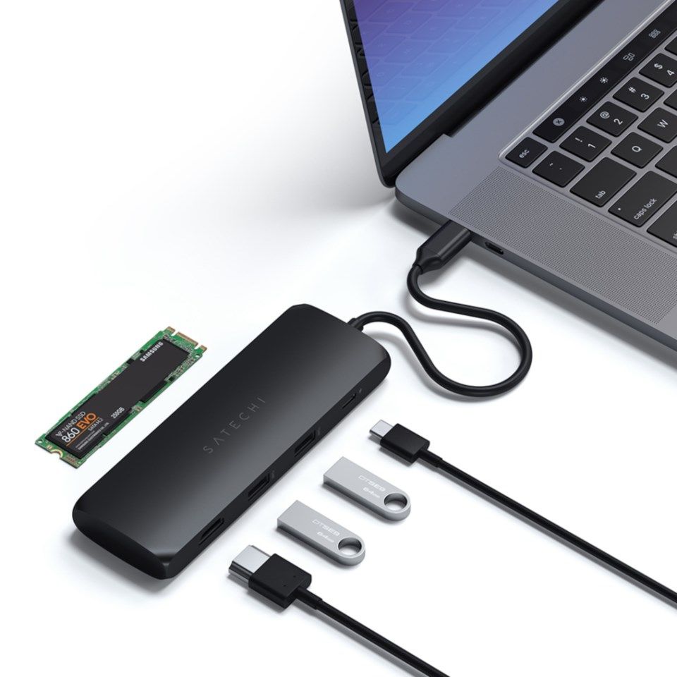 Satechi USB-C-multiadapter med SSD-plass Svart