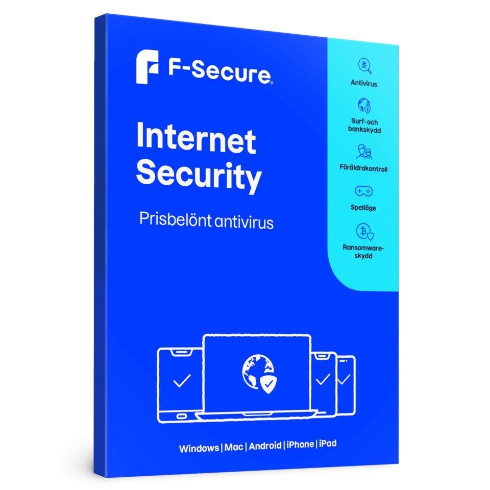 F-secure Safe Antivirus og surfebeskyttelse 1 år 3 enheter